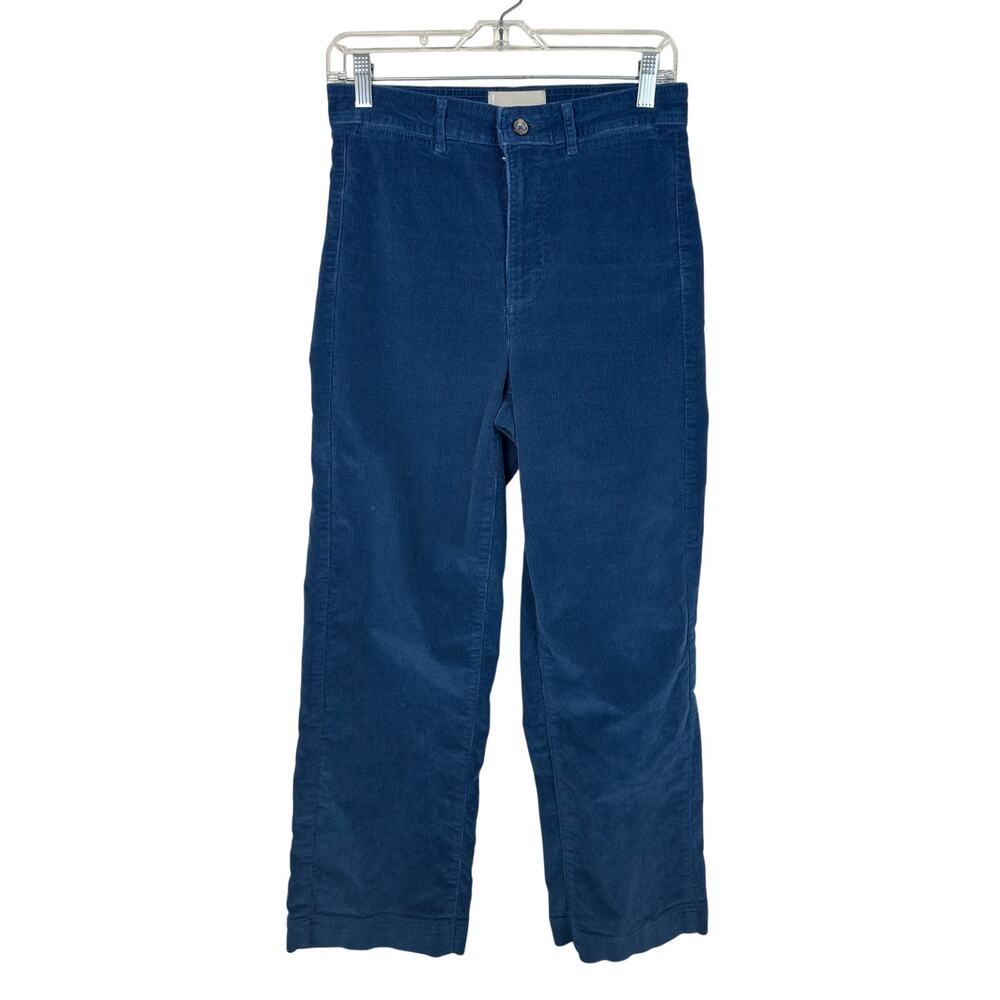 Everlane Way-High Corduroy Straight Leg Pants Women 6 Blue Excellent Retro Style
